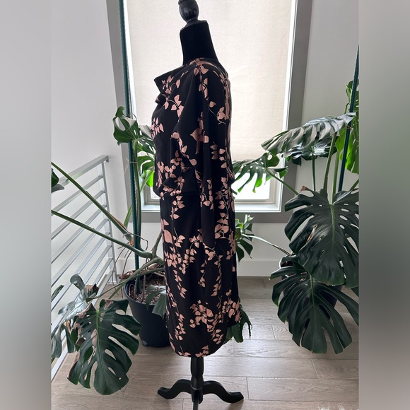 Badgley Mischka Foil Rose Gold Rose Print Dress size 12 - Picture 4 of 5